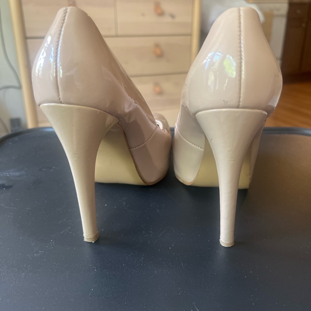Elegant Nude Patent Leather Heels